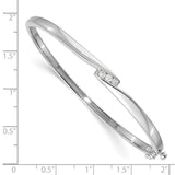 14k White Gold Complete 3-Stone 1/8 carat AAA Diamond Hinged Oval Bangle Bracelet XB82AAA