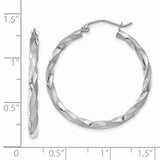 14k White Gold Polished & Satin Twisted Hoop Earrings TF676