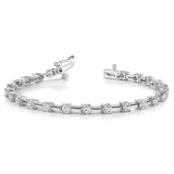 14k White Gold Complete 2 carat Round VS Diamond Bar Link 7 inch Tennis Bracelet X636WVS