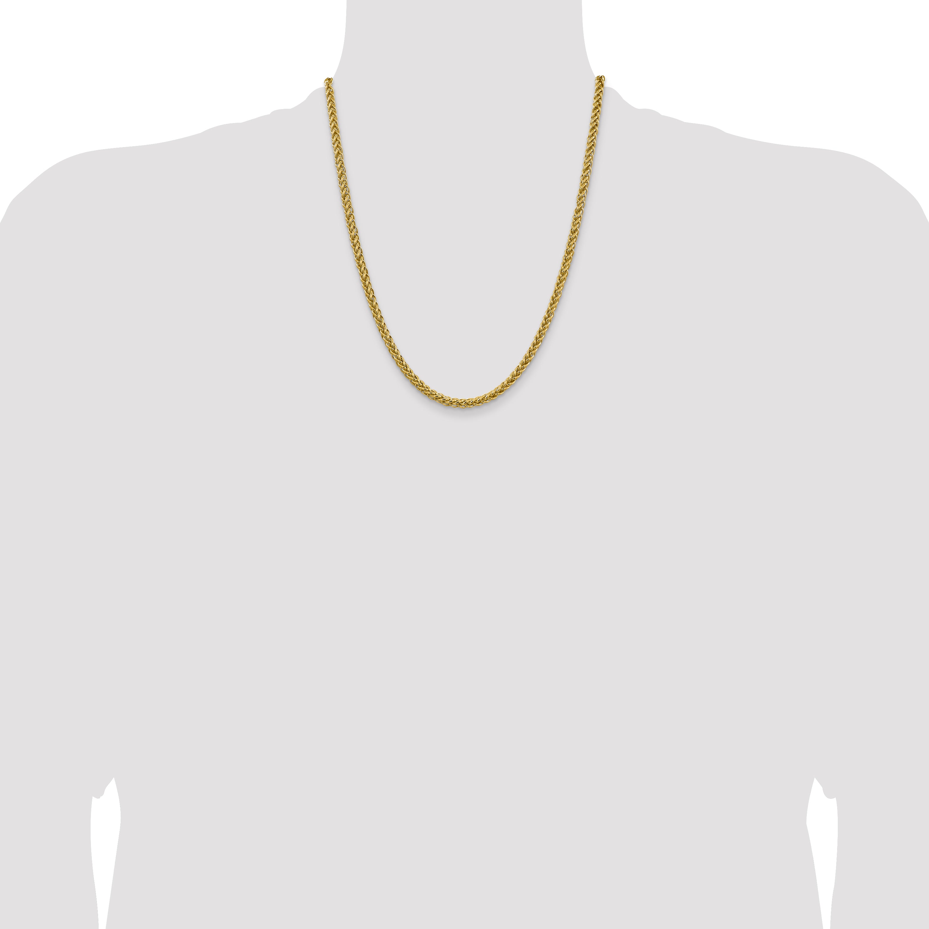 14K 26 inch 4.65mm Semi-Solid 3-Wire Wheat with Lobster Clasp Chain BC178