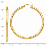 14K 3x50mm Polished Tube Hoop Earrings T943