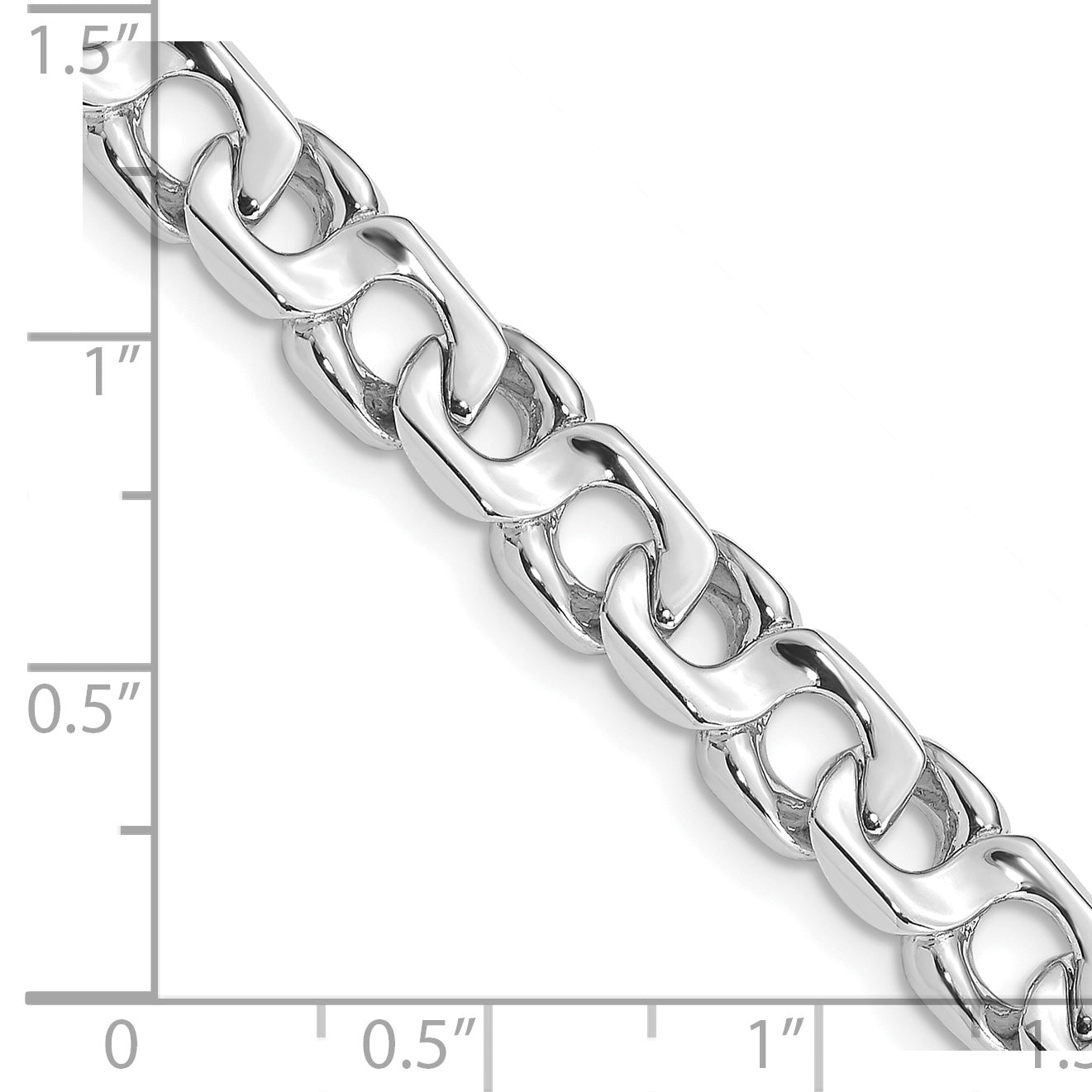14K White Gold  20 inch 7.4mm Hand Polished Fancy Link with Fancy Lobster Clasp Chain WLK178