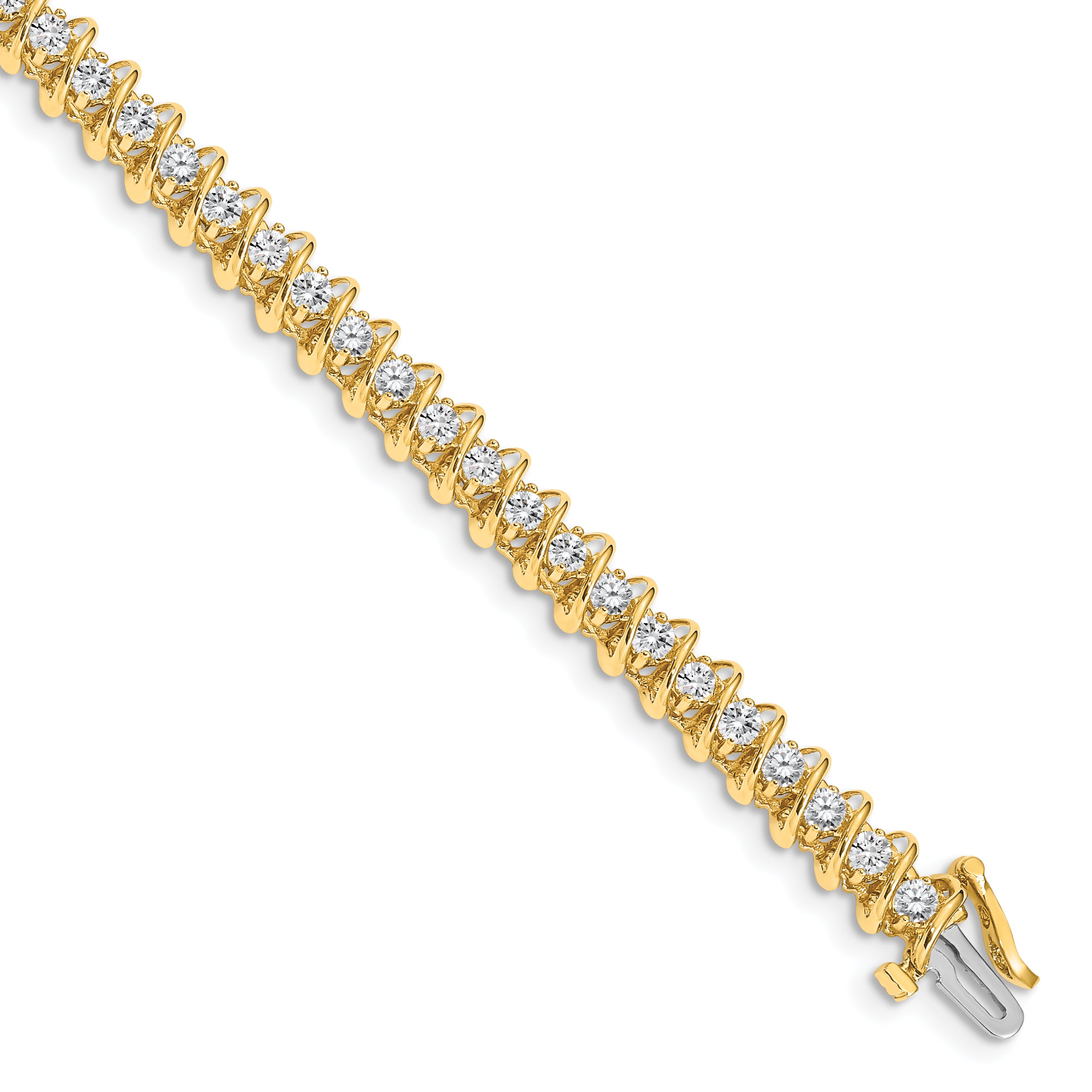 14k Complete 3.31 carat Round AA Diamond Fancy Spiral 7 inch Tennis Bracelet X2004AA