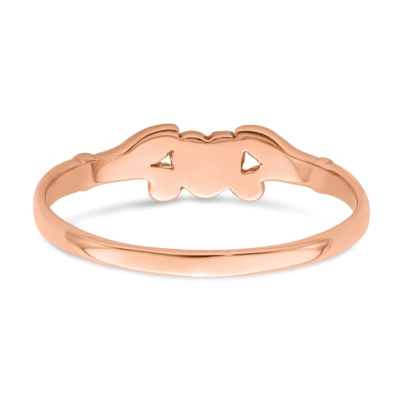 14K Rose Gold Textured Mini Heart Size 1 Baby / Childs Ring K5793