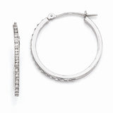 14k White Gold Diamond Fascination Diamond Dust/Accent 2x26mm Round Hoop Earrings DF145