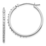 14k White Gold Diamond Fascination Diamond Dust/Accent 2x26mm Round Hoop Earrings DF145