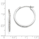 14k White Gold Diamond Fascination Diamond Dust/Accent 2x26mm Round Hoop Earrings DF145