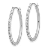 14k White Gold Diamond Fascination Diamond Dust/Accent 2x26mm Round Hoop Earrings DF145