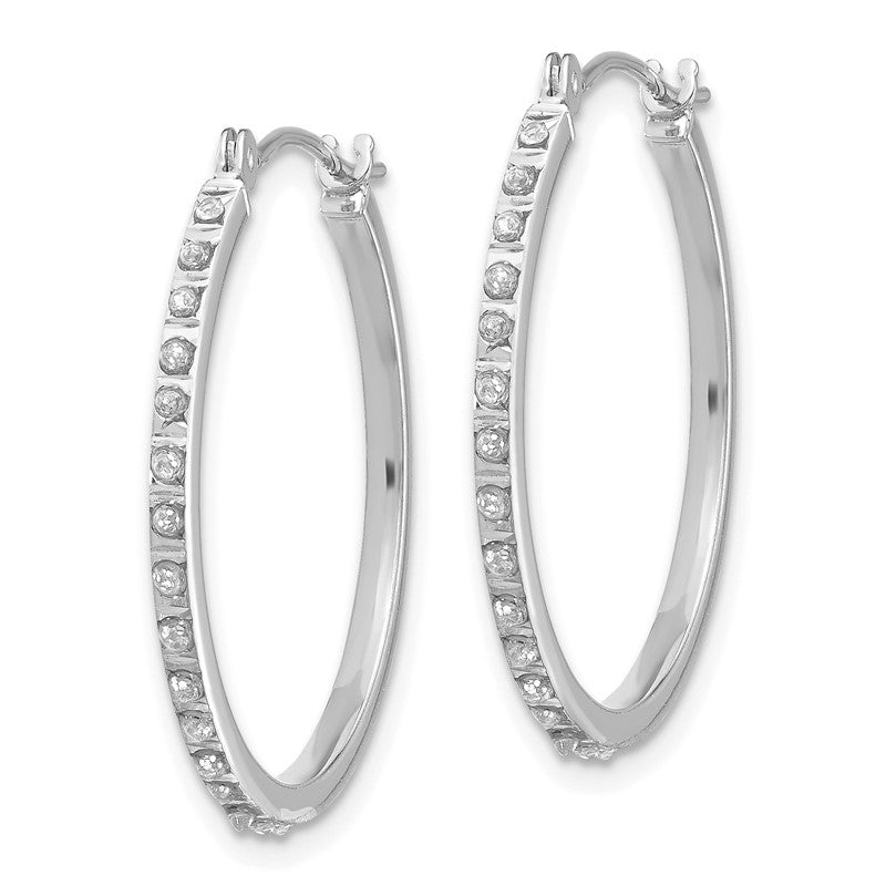 14k White Gold Diamond Fascination Diamond Dust/Accent 2x26mm Round Hoop Earrings DF145