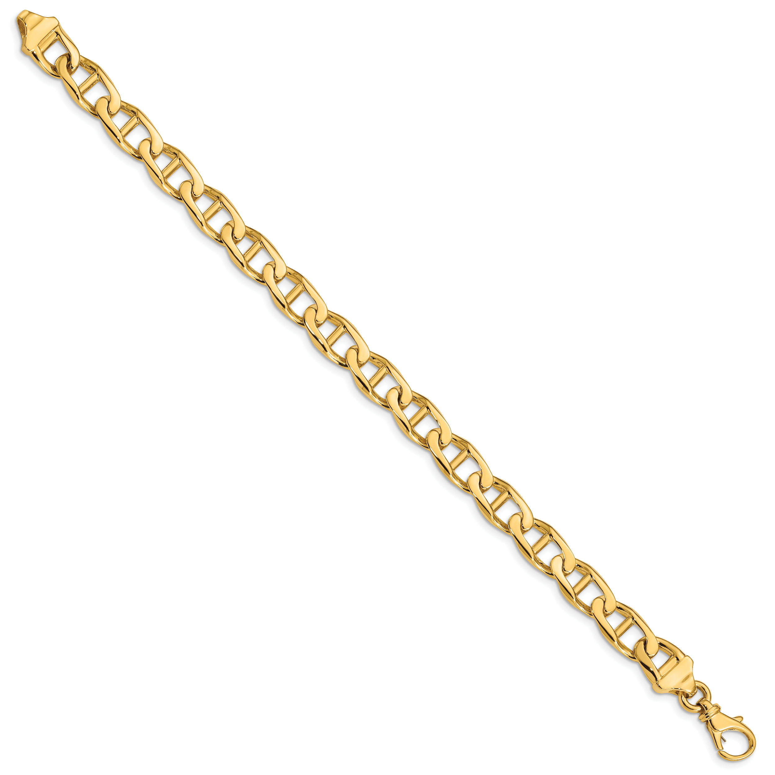 14K 20 inch 9mm Hand Polished Fancy Anchor Link with Fancy Lobster Clasp Chain LK101