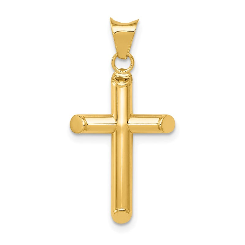 14k Polished Tube Cross Pendant K6179