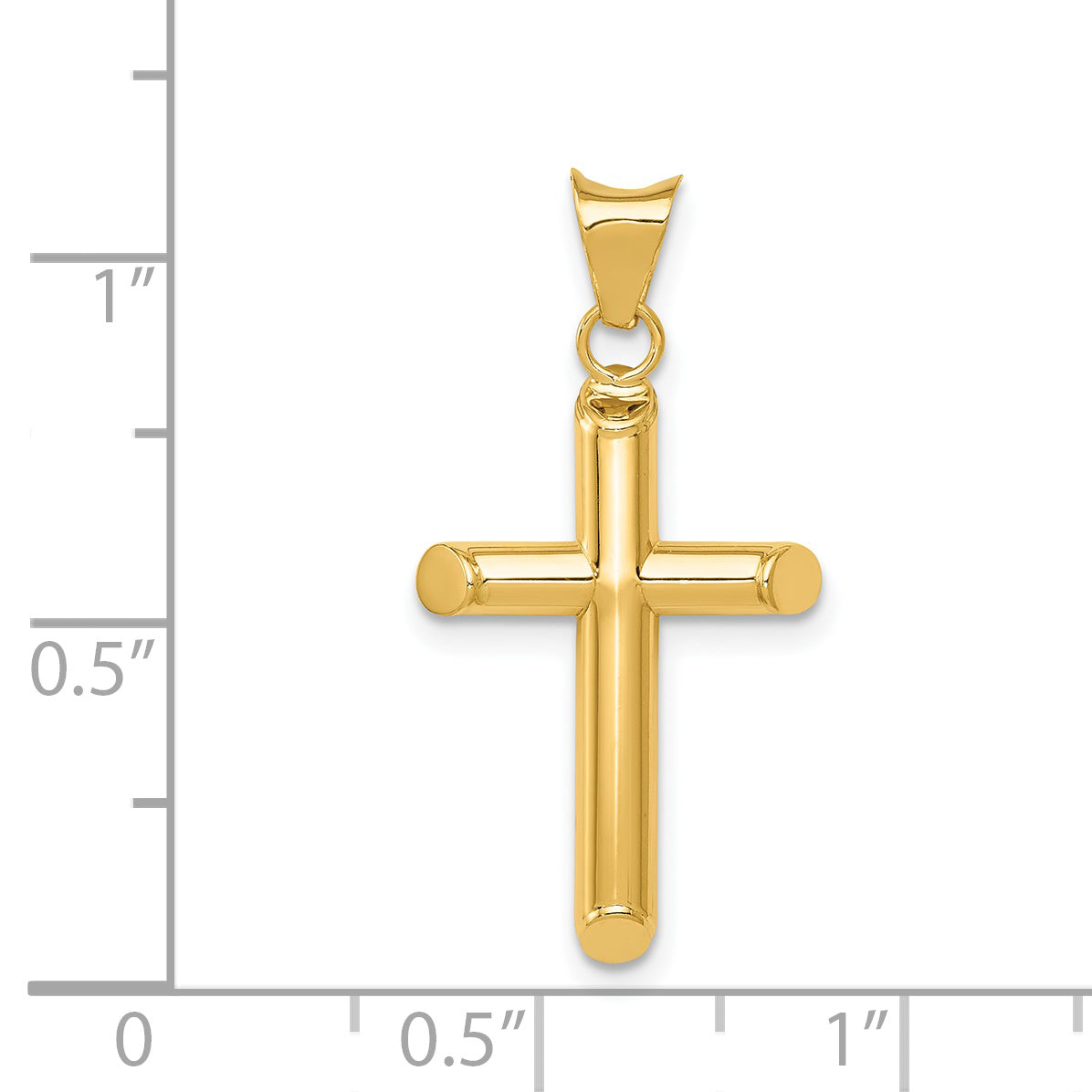 14k Polished Tube Cross Pendant K6179