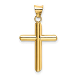 14k Polished Tube Cross Pendant K6179