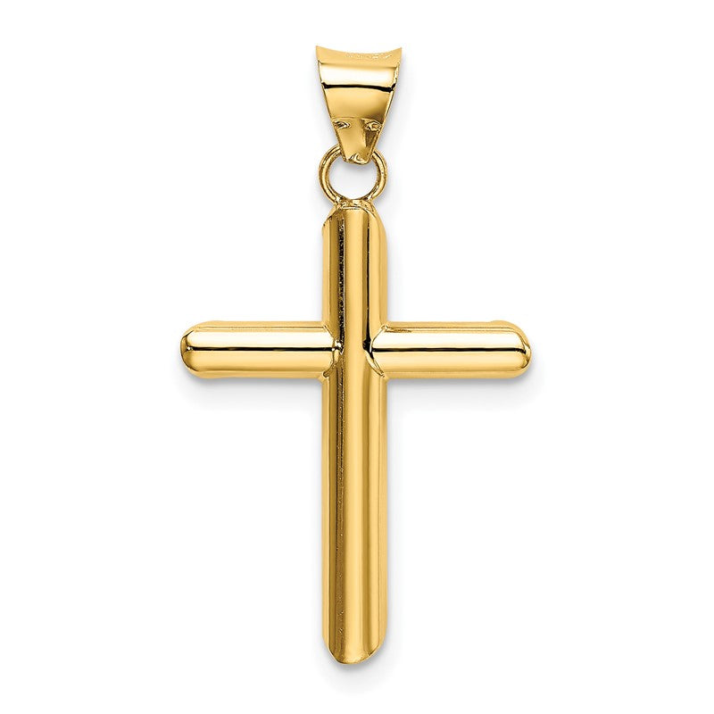 14k Polished Tube Cross Pendant K6179