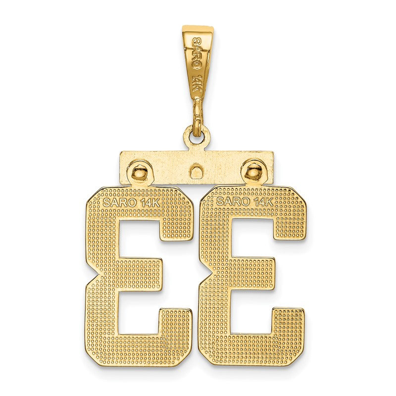 14k Large Polished Number 33 Charm LP33