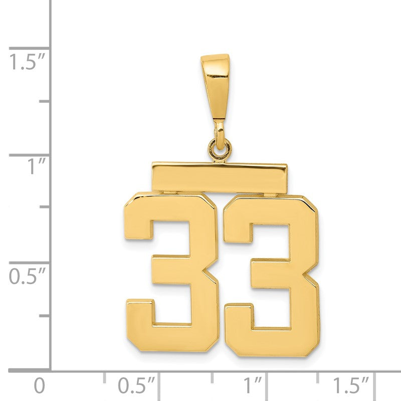 14k Large Polished Number 33 Charm LP33