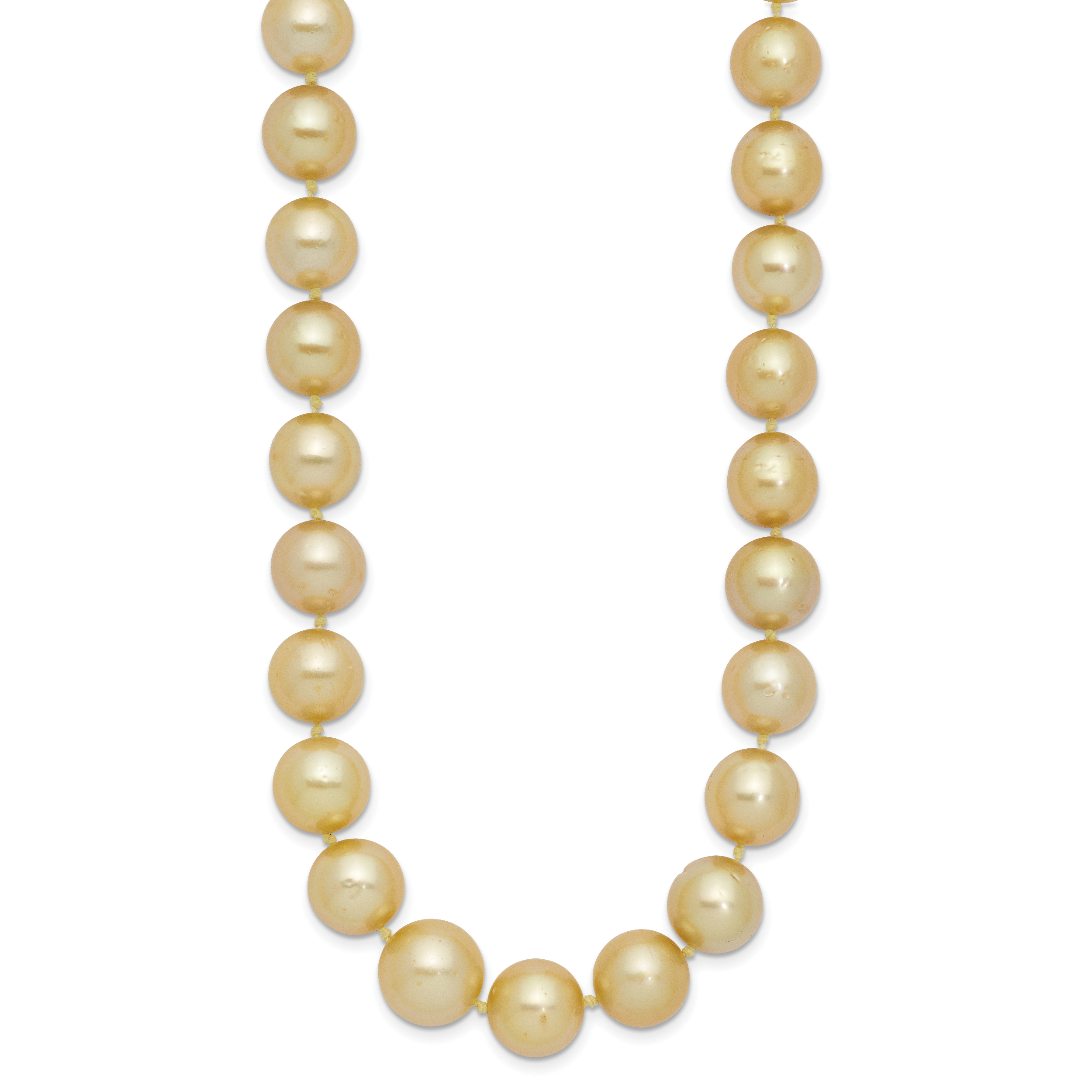 14k 9-12mm Golden South Sea Saltwater Cultured Graduated Baroque Pearl 19 inch Necklace XF746