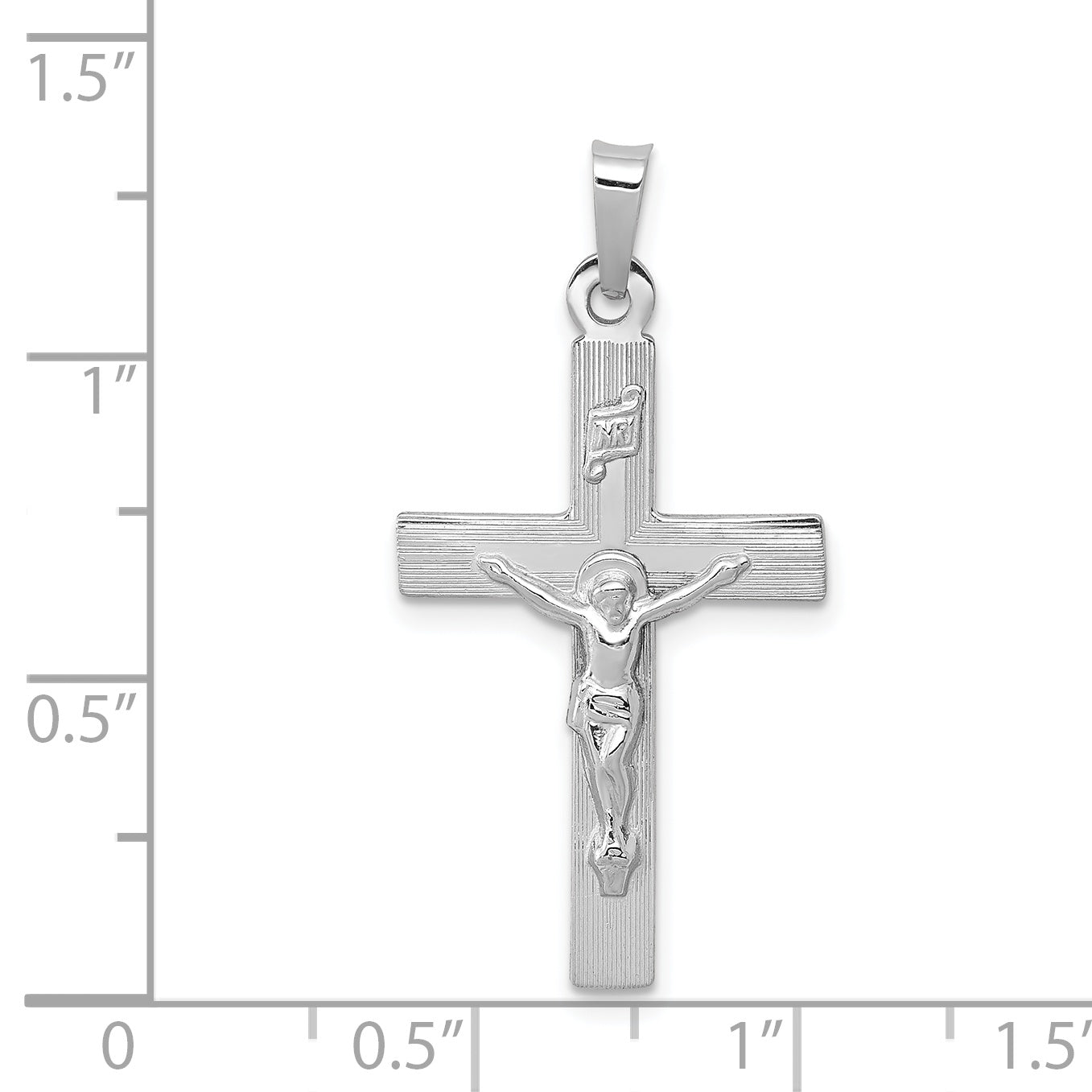 14k White Gold INRI Crucifix Charm XR502