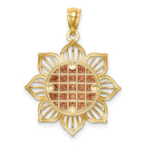 14K Two-Tone Diamond-cut Sunflower Pendant C4569