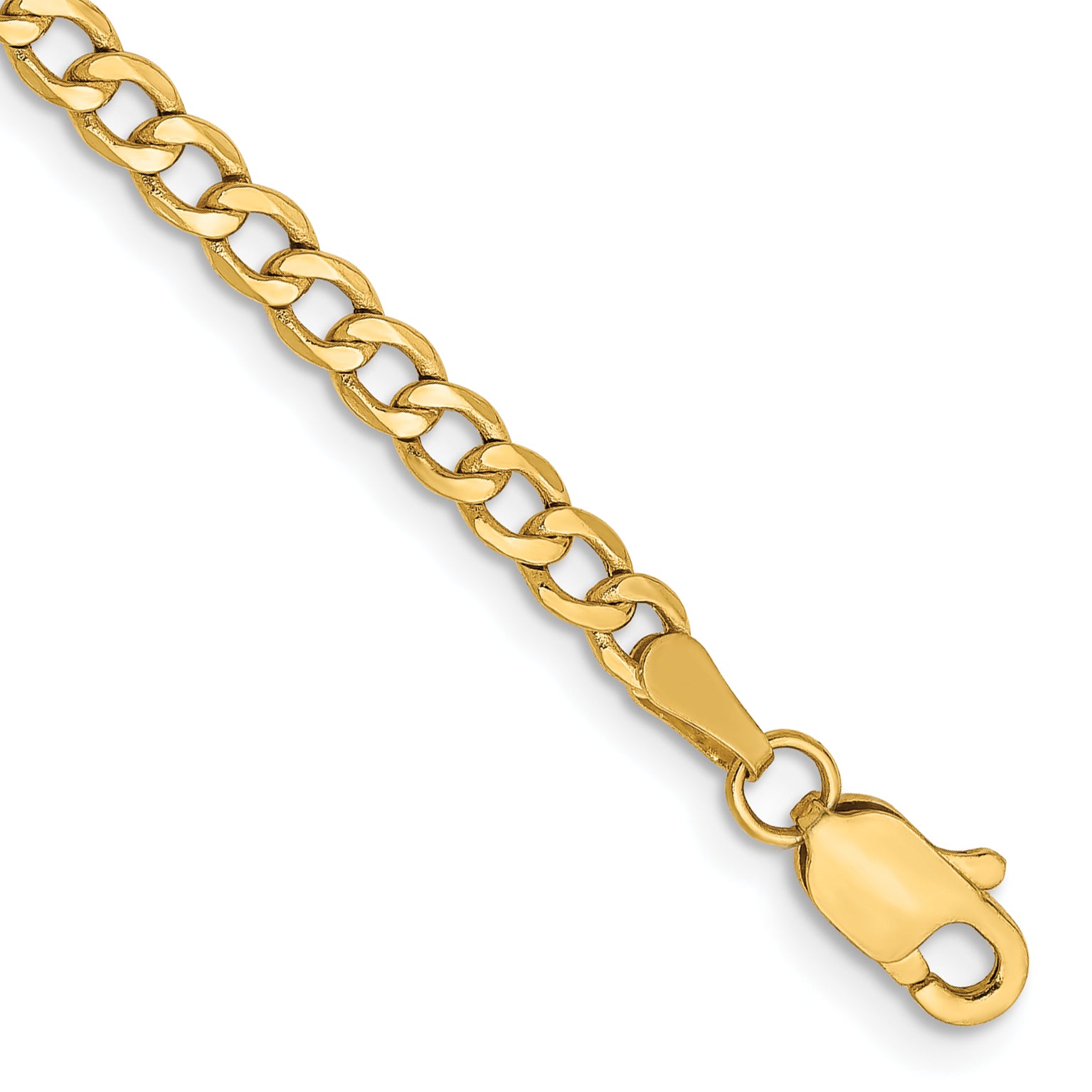 14K 10 inch 2.85mm Semi-Solid Curb with Lobster Clasp Anklet BC192