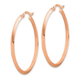 14K Rose Gold 2.25x38mm Polished Knife-Edge Tube Hoop Earrings TF1632R