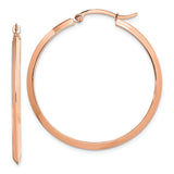 14K Rose Gold 2.25x38mm Polished Knife-Edge Tube Hoop Earrings TF1632R