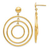 14k Polished Graduated Circles Dangle Post Earrings TC490