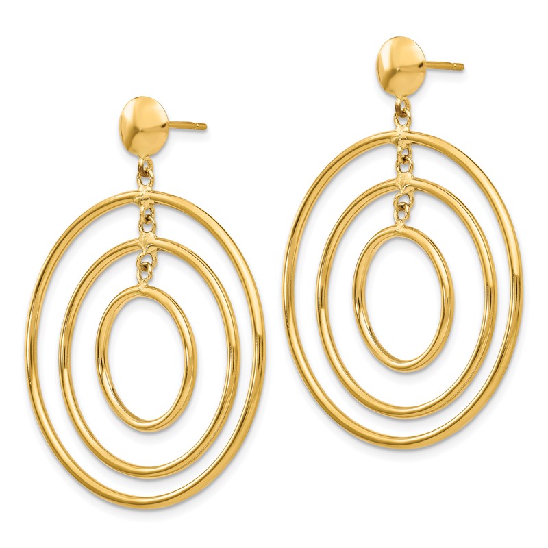 14k Polished Graduated Circles Dangle Post Earrings TC490