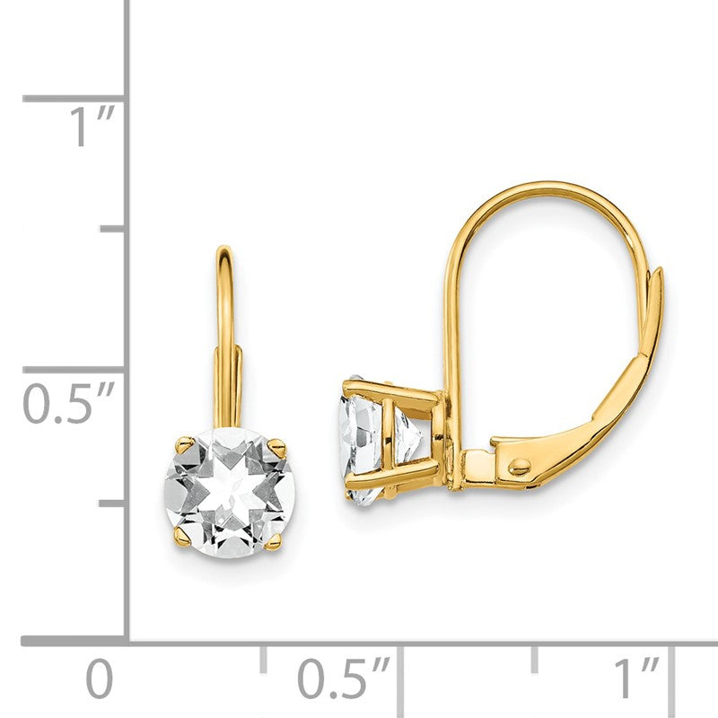 14k 6mm Round Cubic Zirconia Leverback Earrings XLB112CZ