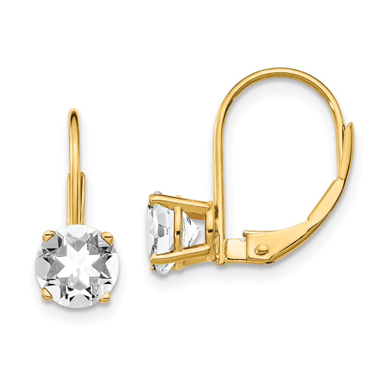 14k 6mm Round Cubic Zirconia Leverback Earrings XLB112CZ