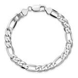 14K White Gold 20 inch 7.5mm Flat Figaro with Lobster Clasp Chain WFIG200