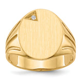 14k .01ct. AA Diamond 14.0x16.0mm Oval Open Back Mens Signet Ring RS177AA