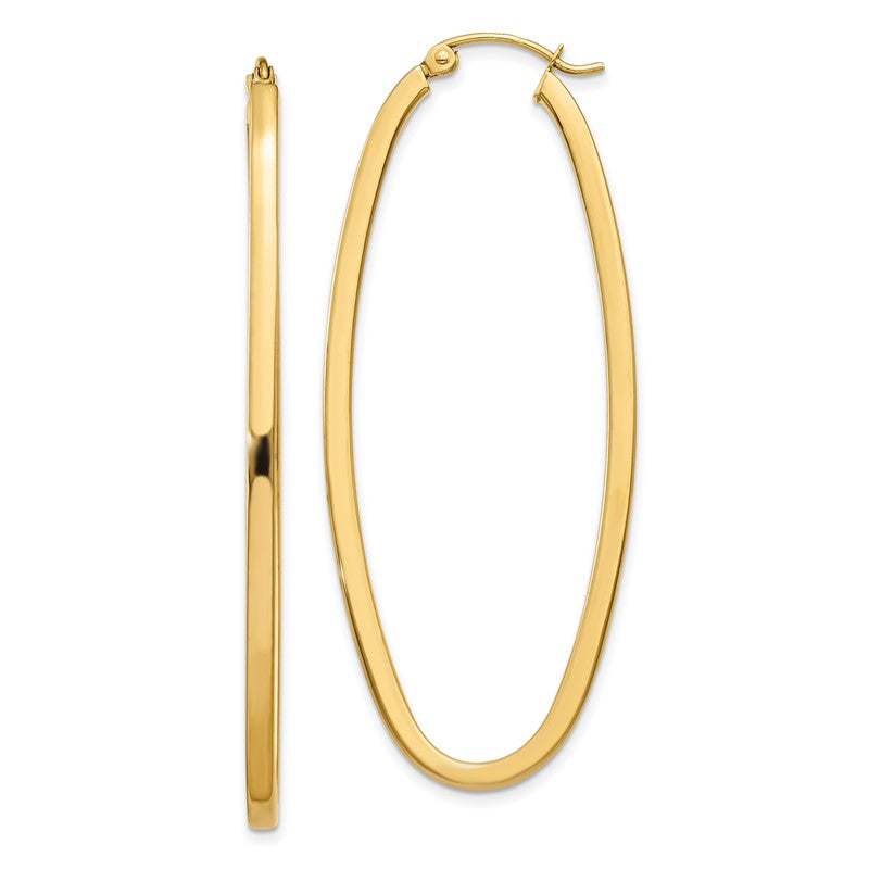 14k 2x53mm Large Oval Tube Hoop Earrings TL243
