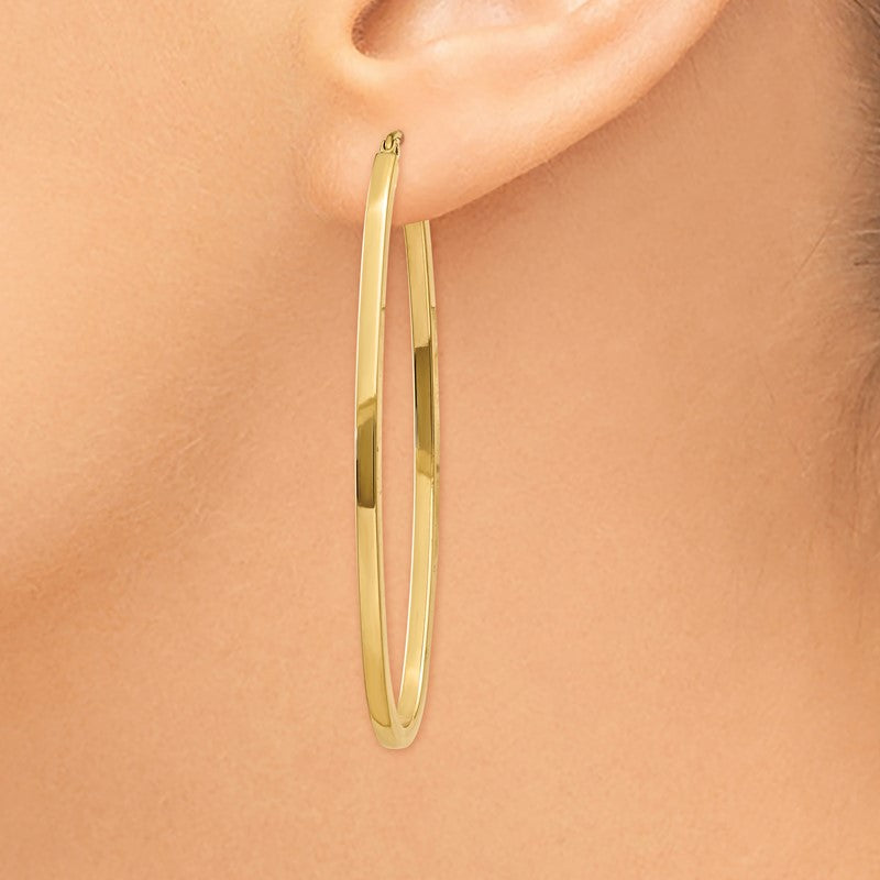 14k 2x53mm Large Oval Tube Hoop Earrings TL243