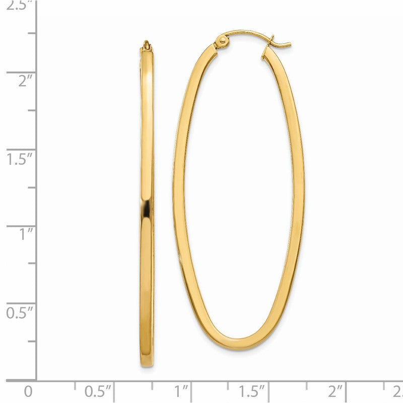 14k 2x53mm Large Oval Tube Hoop Earrings TL243