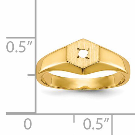 14k .02 carat AA Diamond 5.0x5.0mm Open Back Size 3 Childs Hexagonal Signet Ring RS656AA