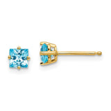 14k 4mm Princess-cut Blue Topaz Post Earrings XE60BT