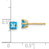 14k 4mm Princess-cut Blue Topaz Post Earrings XE60BT