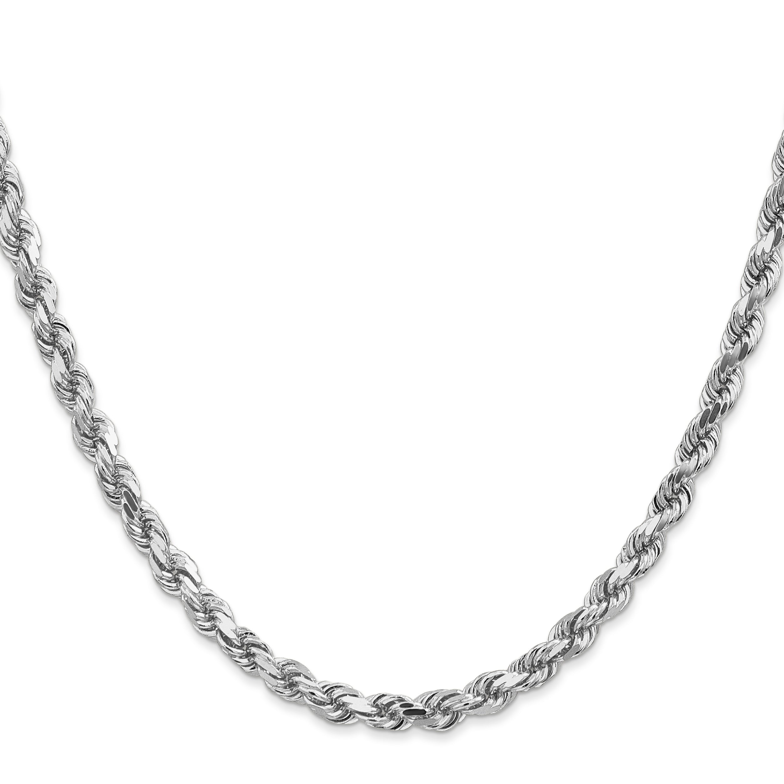 14K White Gold 26 inch 4.5mm Diamond-cut Rope with Lobster Clasp Chain 035W