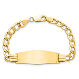 14k Polished Semi-Solid Chain/Solid Plate Curb Link Soft Diamond Shape 39x14mm Plate 7 inch ID Bracelet DCID111C
