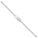 14k White Gold Polished Solid Chain/Solid Plate Curb Link Oval 24x10.5mm Plate 7 inch ID Bracelet LID88W