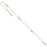 14k Polished Diamond-cut Triple Puffed Hearts 9 inch Plus 1 inch Extender - Total 10 inch Anklet ANK287