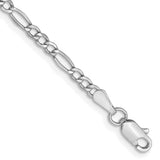 14K White Gold 10 inch 2.5mm Semi-Solid Figaro with Lobster Clasp Chain BC119