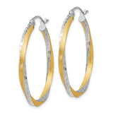 14k & Rhodium Diamond-cut 2.5mm Twisted Hoop Earrings TC437