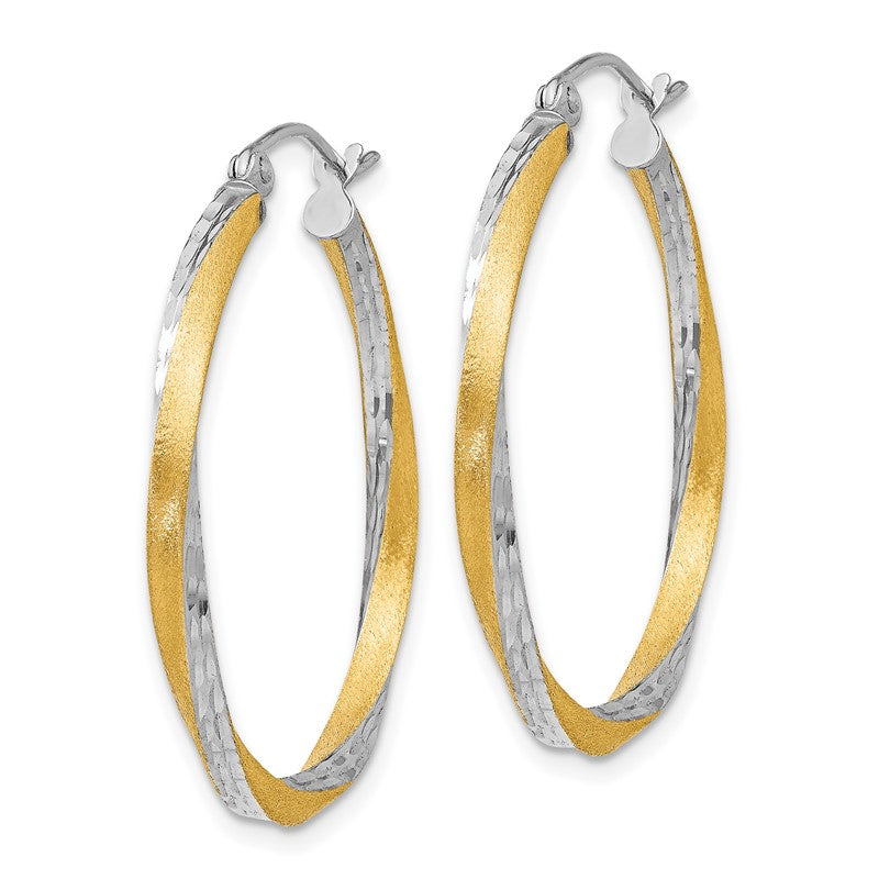 14k & Rhodium Diamond-cut 2.5mm Twisted Hoop Earrings TC437