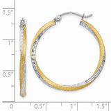 14k & Rhodium Diamond-cut 2.5mm Twisted Hoop Earrings TC437