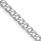 14K White Gold 10 inch 3.35mm Semi-Solid Curb with Lobster Clasp Anklet BC103