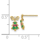 14k Madi K CZ Christmas Tree Dangle Childrens Post Earrings GK844