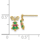 14k Madi K CZ Christmas Tree Dangle Childrens Post Earrings GK844
