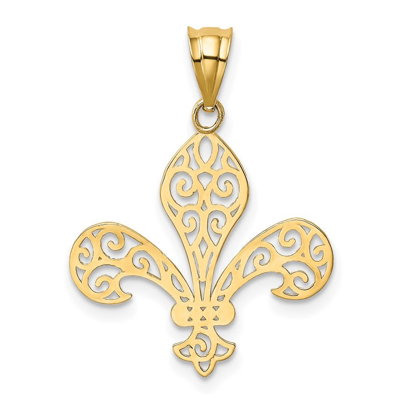 14k Filigree Fleur de Lis Pendant K4770